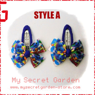 Stitch & Zootopia Grosgrain Ribbon Girls Hair Bows Clip BB Hair Pin